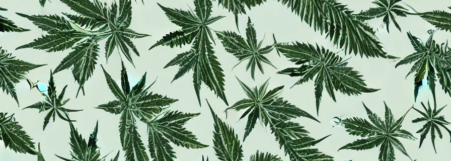 Image similar to pattern with coconuts and marijuana leaves in pastel colours