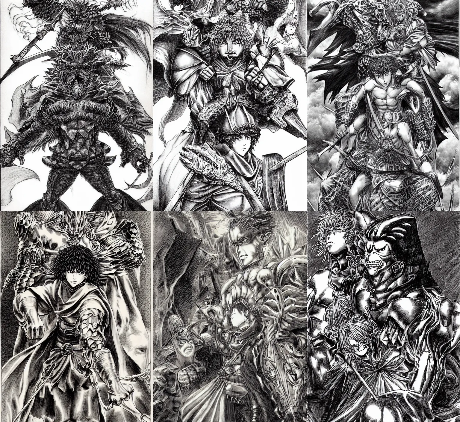 Prompt: artwork by Kentaro Miura