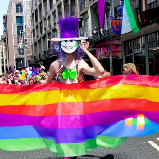 Image similar to The Babadook at a pride parade, photograph