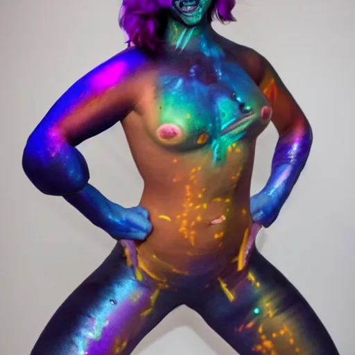 Image similar to iridescent bodypaint on a Swashbuckling space pirate