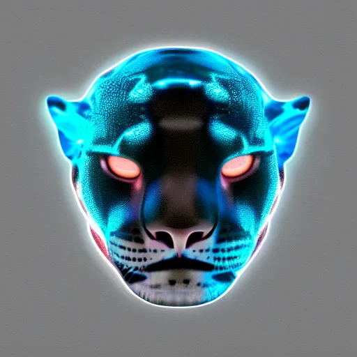 Prompt: metallic jaguar with glowing blue eyes, octane render