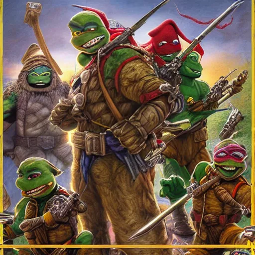 Prompt: teenage mutant ninja dwarves, intricate detail, HDR cinematic poster by Mark Brooks, Donato Giancola, Victor Nizovtsev, Scarlett Hooft, Graafland, Chris Moore”