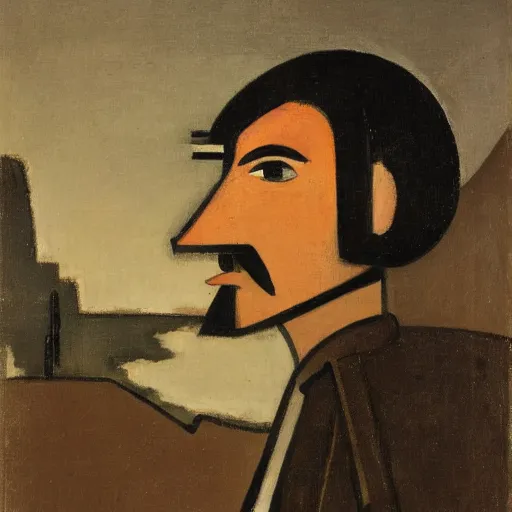 Prompt: a portrait of a character in a scenic environment by roger de la fresnaye