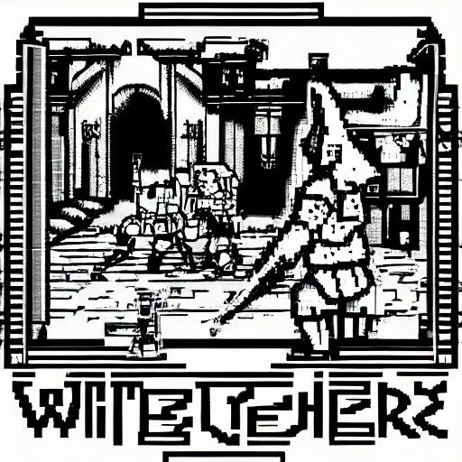 Prompt: The Witcher as a Vectrex Game, monocolor