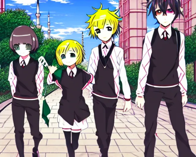 Image similar to chihiro! fujisaki, felix! argyle, chihiro! meets felix, chihiro and felix are walking through instanbul, anime art