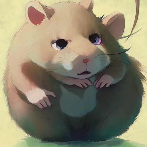 Image similar to a crying hamster, illustration concept art anime key visual trending pixiv fanbox by wlop and greg rutkowski and makoto shinkai and studio ghibli and kyoto animation symmetrical facial features