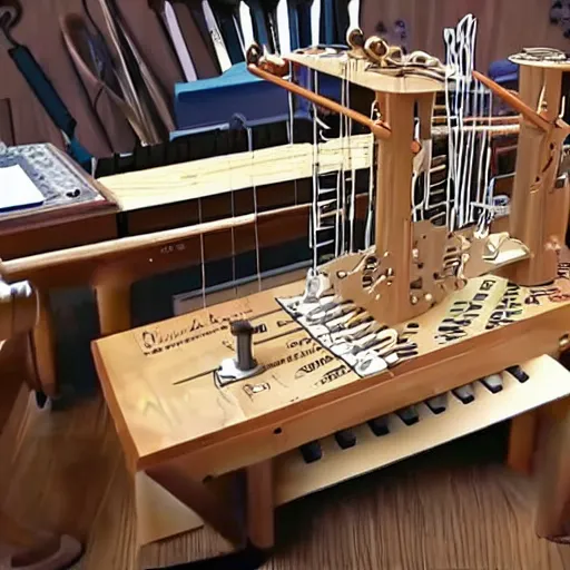 Prompt: rube goldberg music machine