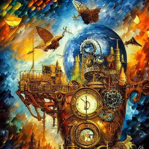 Image similar to steampunk art by android jones, james christensen, rob gonsalves, leonid afremov and tim white