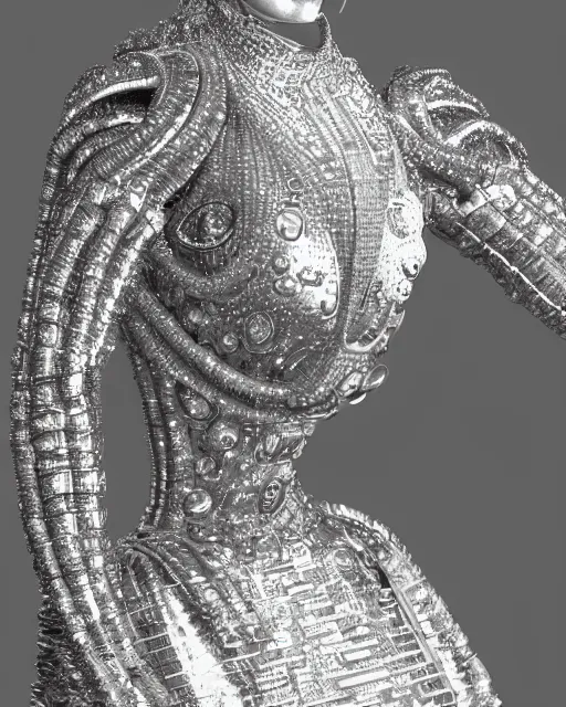 Image similar to a highly detailed metahuman 4 k close up render of an alien goddess bella hadid monument renaissance in iris van herpen dress schiaparelli in diamonds crystals swarovski and jewelry iridescent in style of alphonse mucha gustav klimt trending on artstation made in unreal engine 4