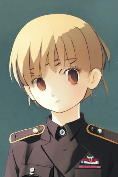 Image similar to beautiful little boy in nazi male uniform. made in abyss art style, sharps focus, pose, cute detailed artwork, anatomically correct, ilya kuvshinov, reflection, perfect composition, wallpaper mobile, digital art, detailed anime soft face, symmetrical face, western comic, illustration, realistic, smooth, lois van baarle, soft details, biomechanic