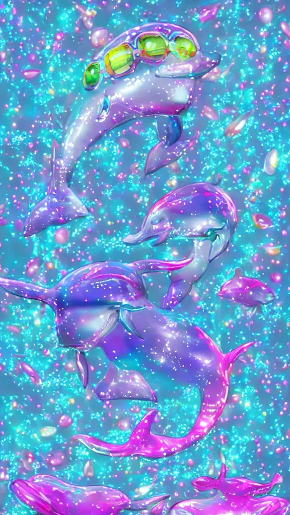 Image similar to popworld 3 d y 2 k dolphins and sparkles, seapunk