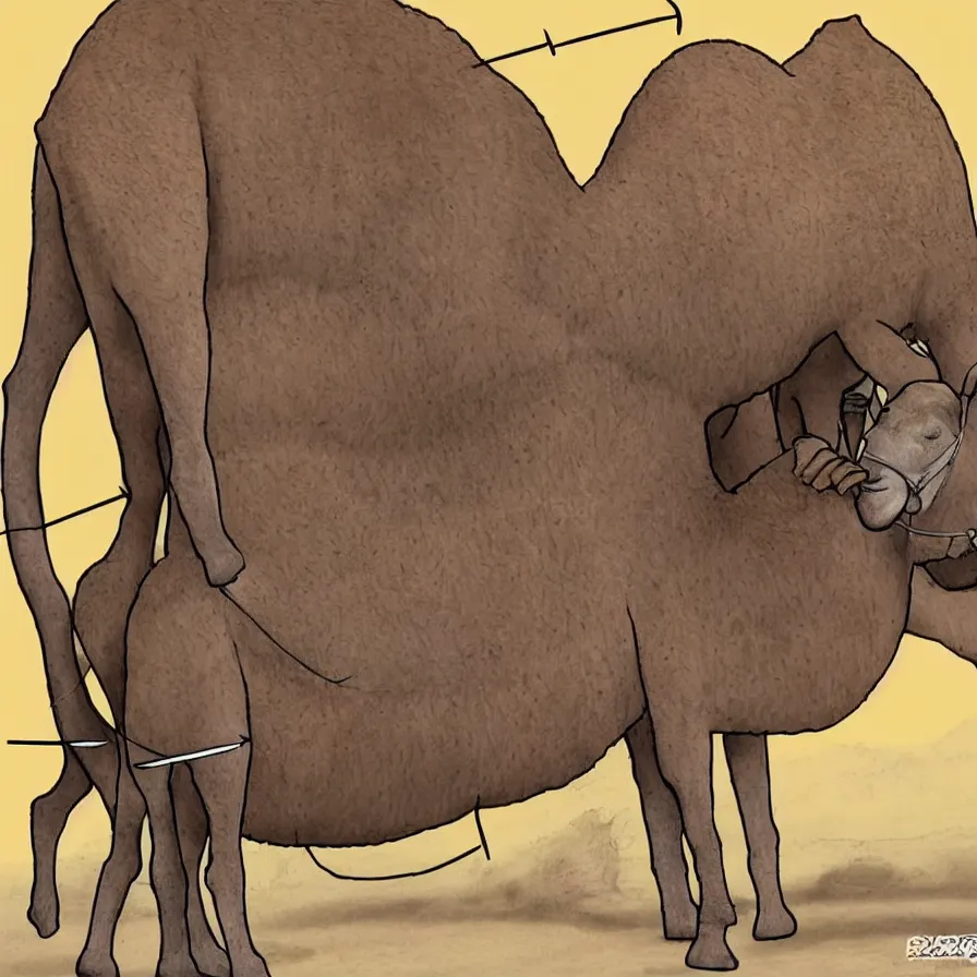 Image similar to detailed illustrated instructions on how to change the tire on a camel