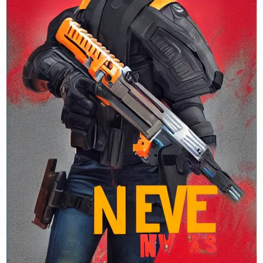 Image similar to Nerf or nothing, promotional art as an action movie poster