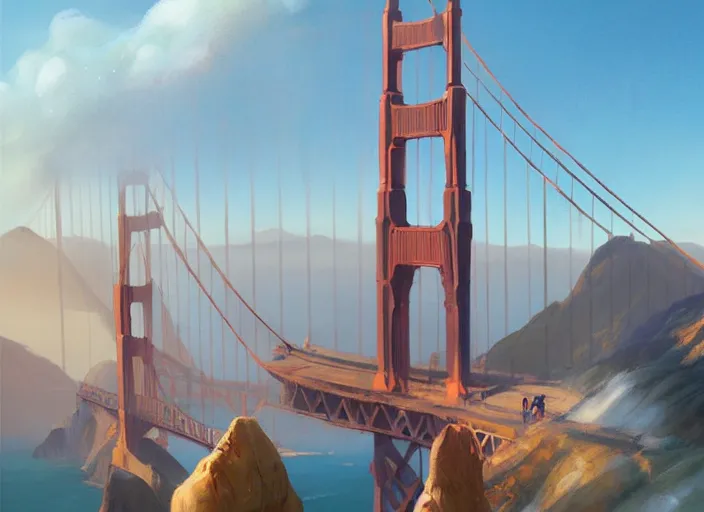 Prompt: san francisco golden gate scenery, unreal engine fantasy art by greg, loish, rhads, ferdinand, knab tom bagshaw, makoto shinkai