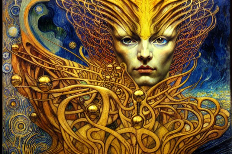 Image similar to Divine Chaos Engine by Karol Bak, Jean Delville, William Blake, Gustav Klimt, and Vincent Van Gogh, symbolist, visionary