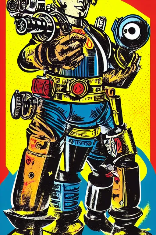 Image similar to fallout 7 6 retro futurist illustration art by butcher billy, sticker, colorful, illustration, highly detailed, simple, smooth and clean vector curves, no jagged lines, vector art, smooth andy warhol style