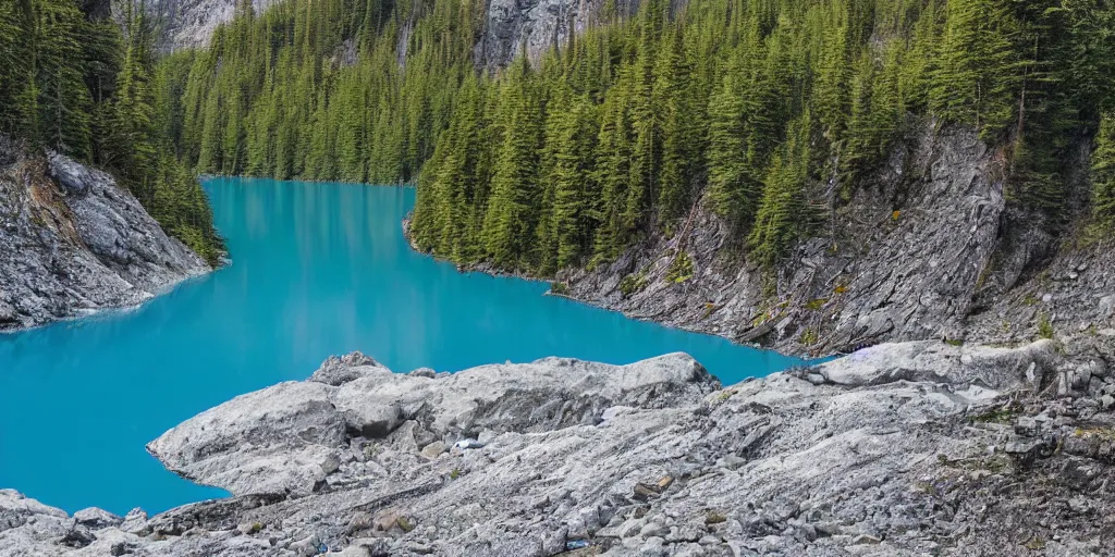 Image similar to glacial lake, blue water, washington state, many trees, high rocks