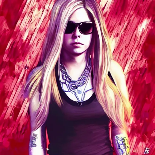 Prompt: avril lavigne in gta v, cover art by stephen bliss, artstation, no text