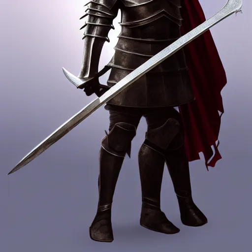 Image similar to knight holding a halberd, photorealistic, warm lighting, epic