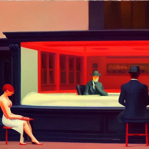 Prompt: portrait of meaningless life, by Edward Hopper and James Gilleard, highly detailed