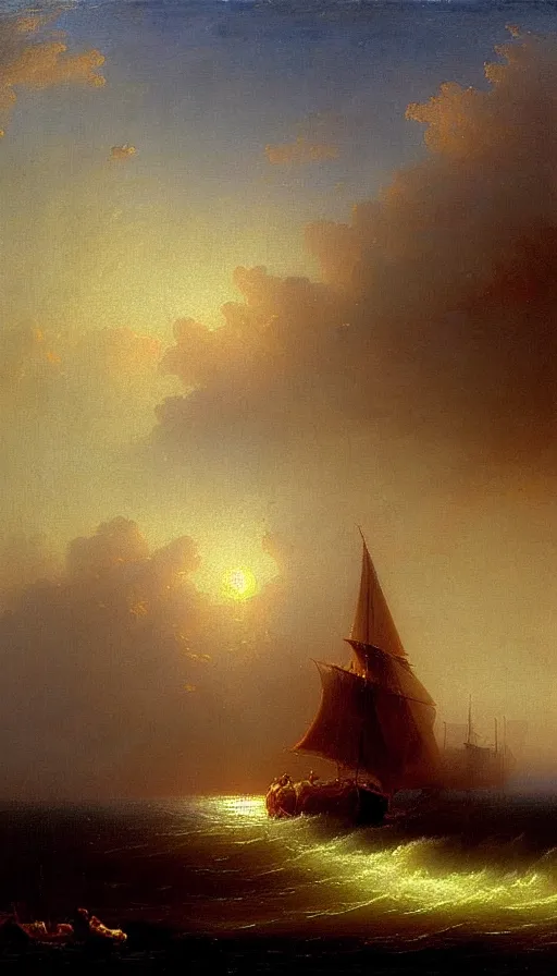 Image similar to the two complementary forces that make up all aspects and phenomena of life, by Ivan Aïvazovski,