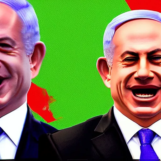 Prompt: benjamin netanyahu laughing hysterically at computer screen, vivid rich colors, vibrant, warm, highly detailed, dynamic lighting