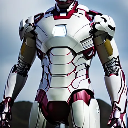 Prompt: fully white iron man suit, 4k realistic photo