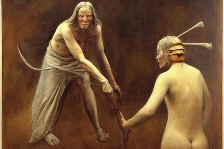 Prompt: odd nerdrum painting of the devil, annie liebovitz, bosch,