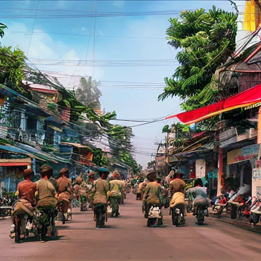 Prompt: ARVN, Saigon City during the Vietnam War, Digital Art