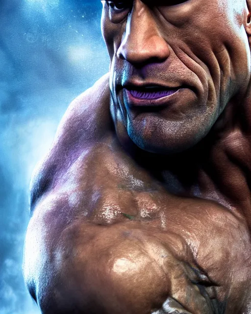 Image similar to an epic dramatic portrait of dwayne johnson as the superhero the maxx from mtv liquid television, very low angle, detailed face, epic art, trending on artstation, deviantart, high detail, high definiton, ultra realistic, hyper realistic, photo realistic, 4 k uhd