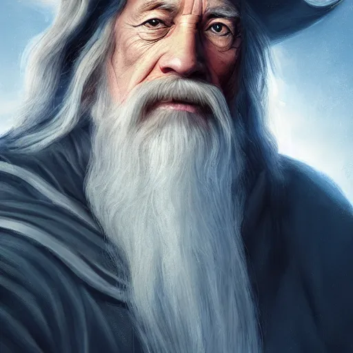 Prompt: A portrait of Gandalf wearing a T-shirt, extra detailed, digital illustration, by Makoto Shinkai and thomas kinkade, digital painting, Matte painting, trending on artstation and unreal engine