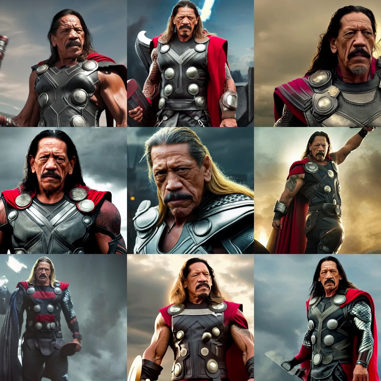 Prompt: a screenshot of danny trejo as thor in the avengers. 8 k. very detailed