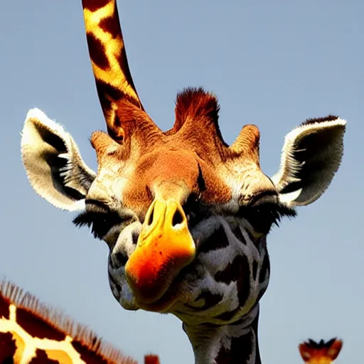 Image similar to duck head on a giraffe