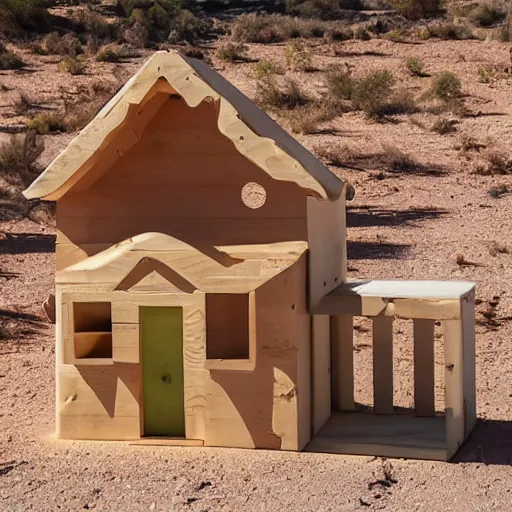 Image similar to baby toy house in the dessert, big scale