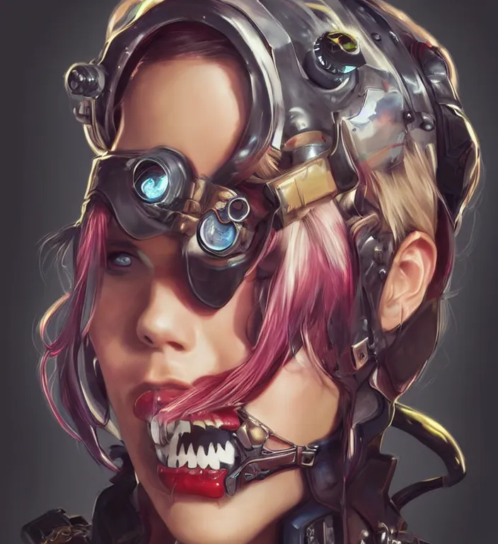 Prompt: a portrait of a space pirate with neon teeth, retro, steampunk, smooth, sharp focus, concept art by artgerm