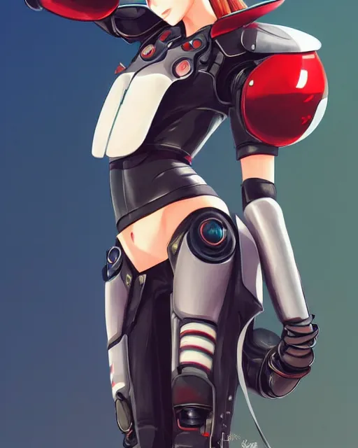 Prompt: a beautiful young woman wearing aviator glasses and a baseball hat and bomber jacket, hand on hip, standing next to a giant japanese mecha, anime graphic illustration, aesthetic, gorgeous, stunning, alluring, trending on artstation, digital art, art by artgerm