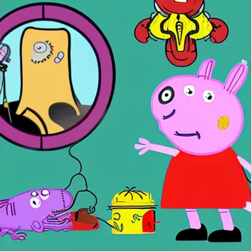 Image similar to a xenomorph in style of peppa pig cartoon,