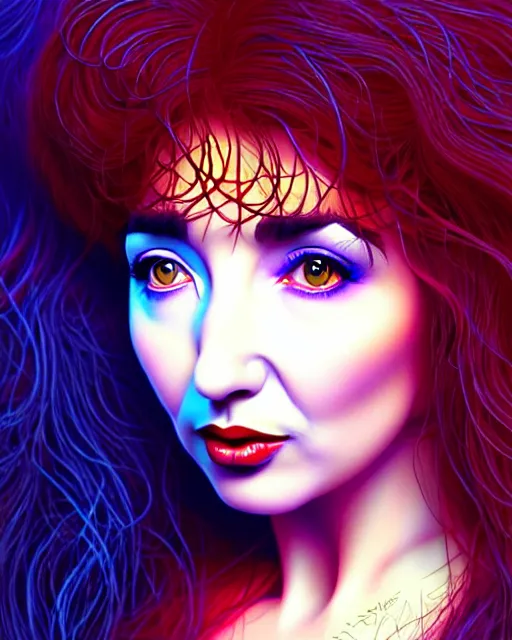 Image similar to richly detailed color illustration kate bush illustrated by artgerm and mina petrovic and timothy kong and marina federovna. 3 d shadowing