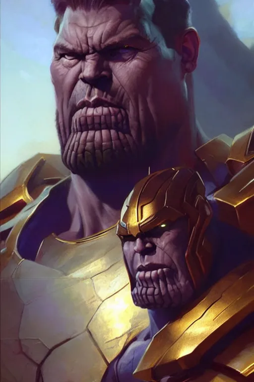 Image similar to gigachad thanos portrait dnd, painting by gaston bussiere, craig mullins, greg rutkowski, yoji shinkawa