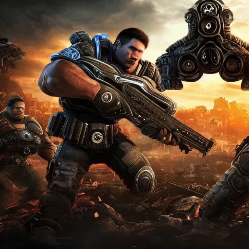 Prompt: gears of war movie 4 k detailed super realistic