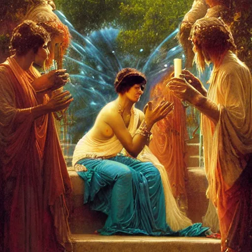 Image similar to 8 0 s srilankan old cunning man worshipping woman as false prophet prophet, painting by gaston bussiere, craig mullins, j. c. leyendecker, lights, art by ernst haeckel, john william godward, hammershøi,,