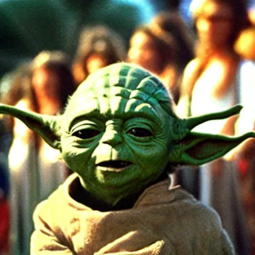 Image similar to yoda performing at woodstock