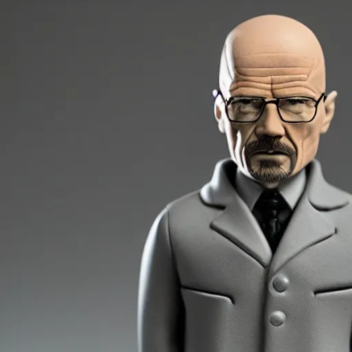 Prompt: Walter White as a plastic figure, bubblehead