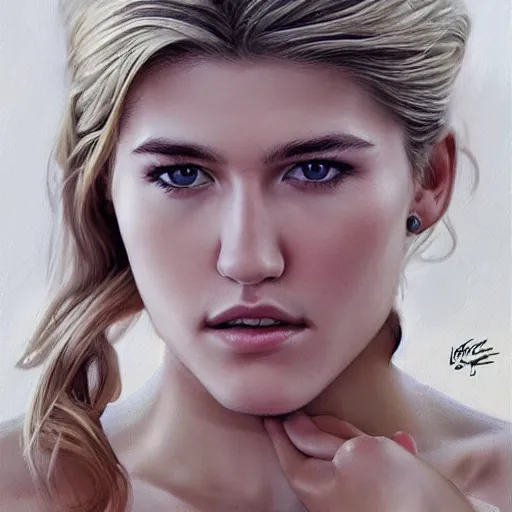 Image similar to eugenie bouchard in the style of stefan kostic, realistic, full body, sharp focus, 8 k high definition, insanely detailed, intricate, elegant, art by stanley lau and artgerm