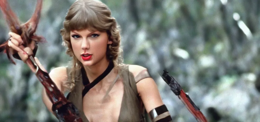 Image similar to a still of Taylor Swift in Return of the jedi 1983