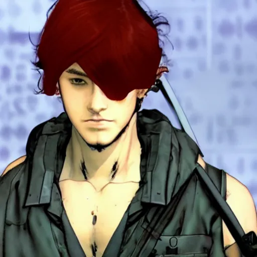 Image similar to chubby beautiful redhead nerd with thick eyebrows, yoji shinkawa