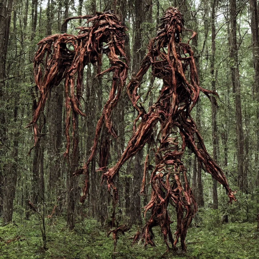 Prompt: forest, horrifying creature