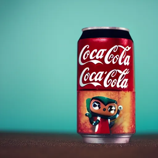 Image similar to “ photograph of a coca - cola funko pop, funko pop of coca - cola can, product photography ”
