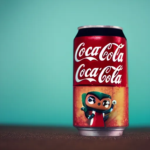 Prompt: “ photograph of a coca - cola funko pop, funko pop of coca - cola can, product photography ”