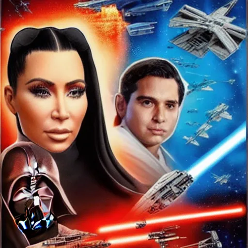 Image similar to super detailed star wars movie poster with ben shapiro, snooki and kim kardashian, 8k full HD photo, cinematic lighting, anatomically correct, oscar award winning, action filled, correct eye placement,